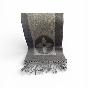 Louis Vuitton Charcoal and Black Wool and Cashmere Scarf